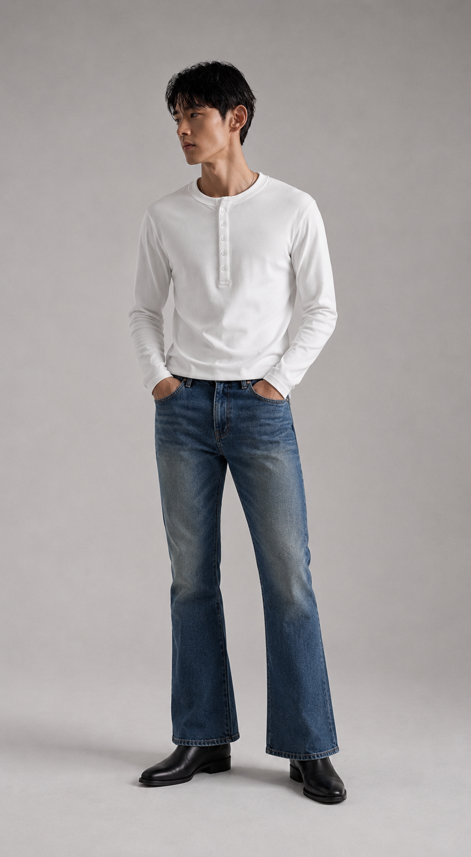 WLVYN Vintage Henley WHITE