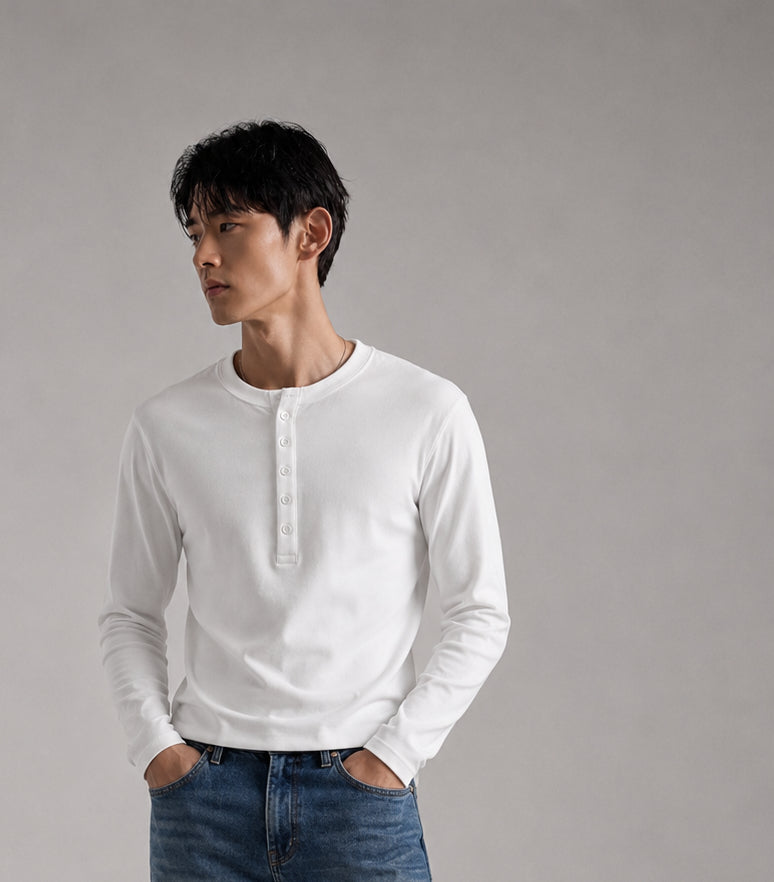 WLVYN Vintage Henley WHITE