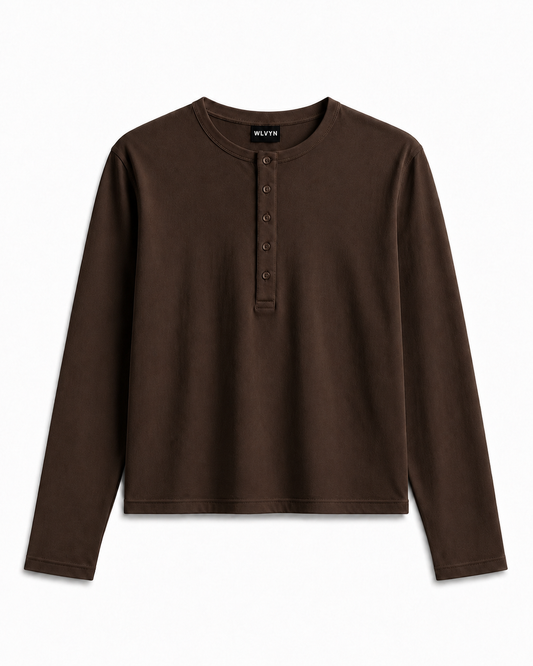 WLVYN Vintage Henley BROWN