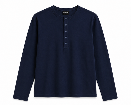 WLVYN Vintage Henley NAVY BLUE