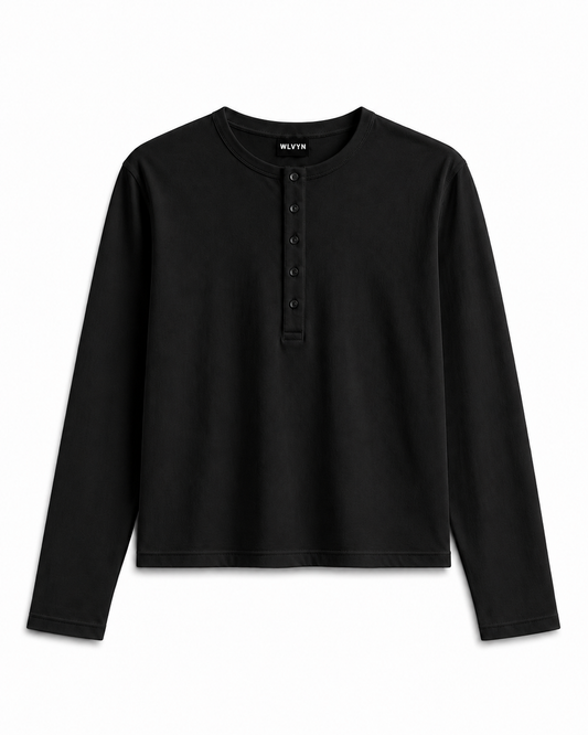 WLVYN Vintage Henley BLACK